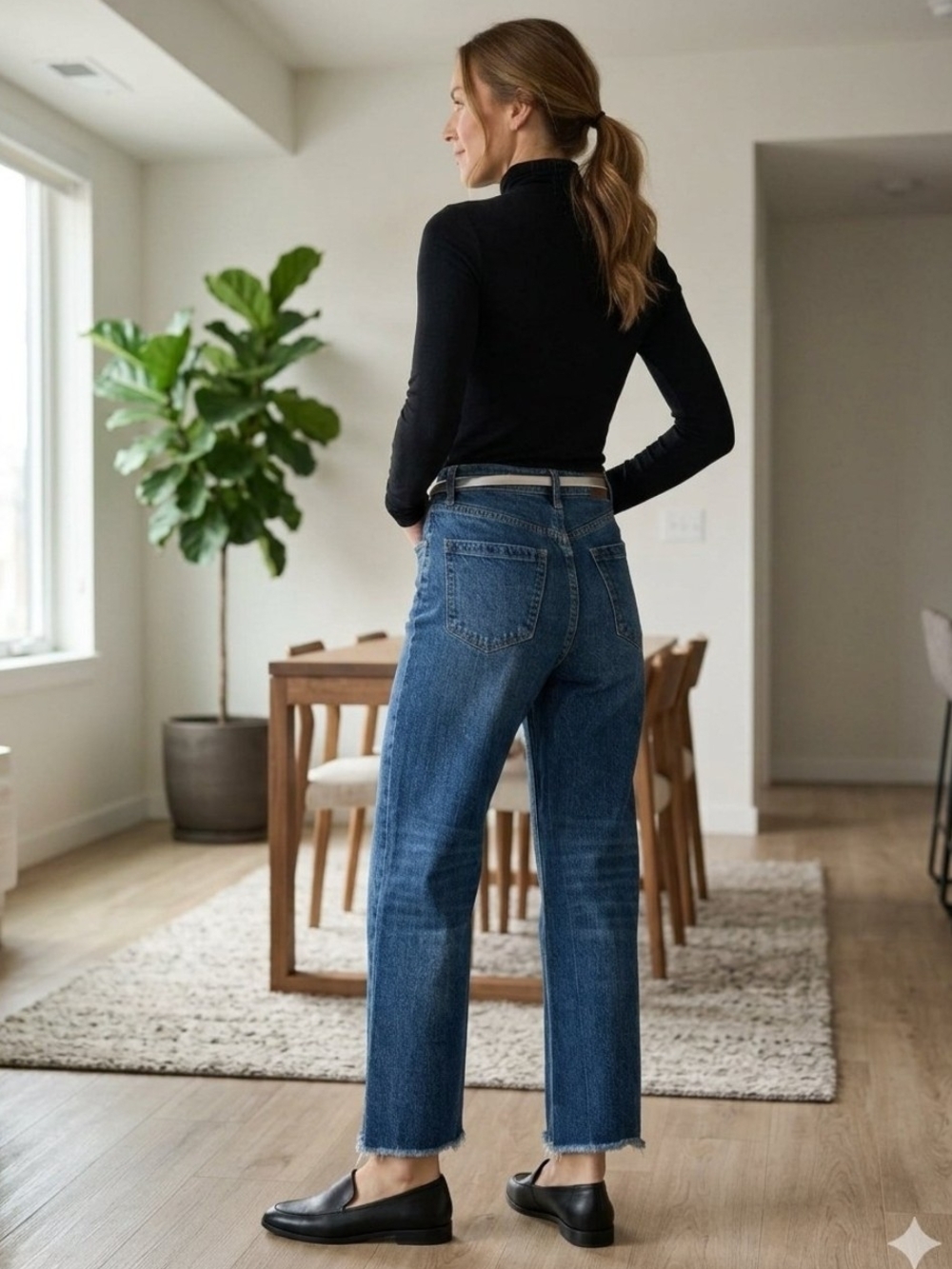 Blank NYC Mid-Rise Straight Leg Jeans in Blue Wash NWT Sz 28